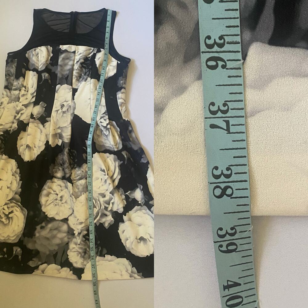 Calvin Klein Floral Mesh Yoke Shift Dress Black White 16 Corporate Cocktail - Picture 12 of 17
